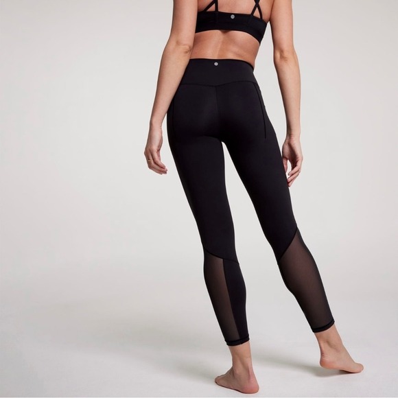 New CALLA Black High Waist Leggings size XS Mesh Panel Athletic Yoga Pants - Picture 2 of 14